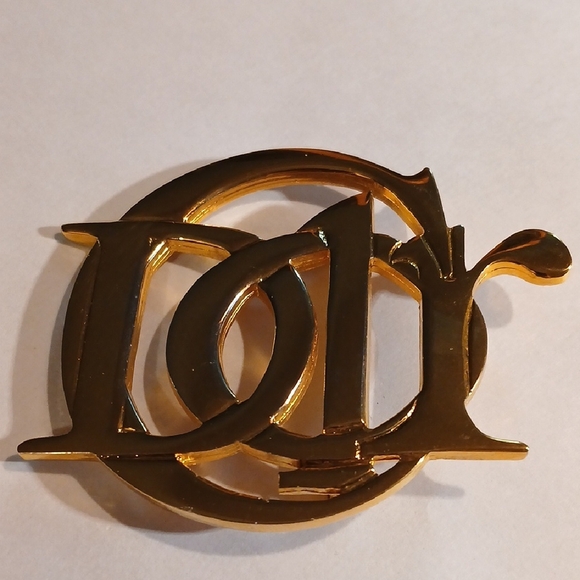 Dior Gold-Tone Logo Brooch - Picture 1 of 4